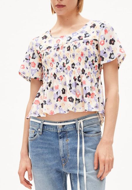 Top léger à motifs fleuri en tencel - memaa sketch of off white