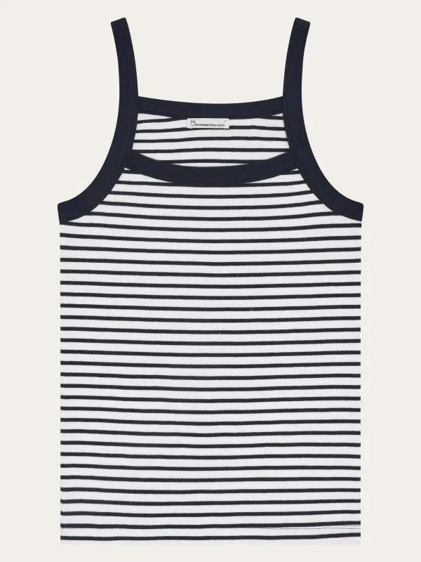 Débardeur en coton bio | rayé "rib strap top - navy", Knowledge Cotton Apparel