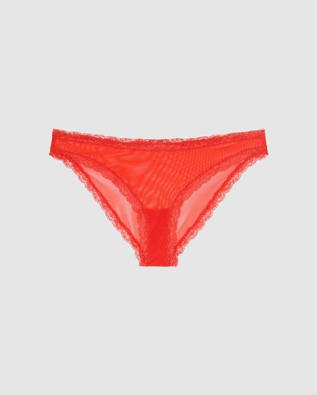 Slip aus recycelten Materialien | Rot "mesh lace trim bikini briefs - fiery red", Understatement, Foto 3