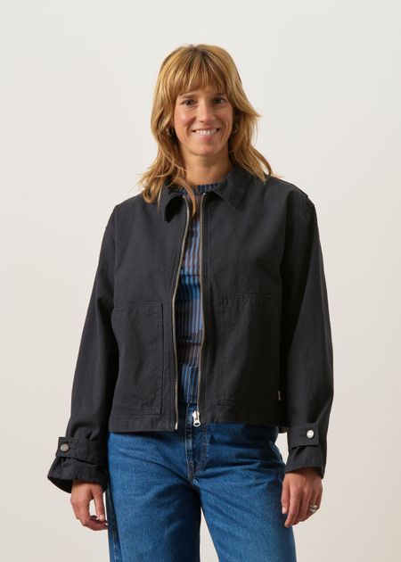 Veste en coton biologique épais | noir "Lana jacket duck canvas" - Nudie Jeans