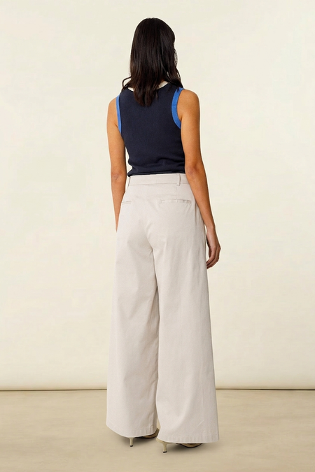 Pantalon large en coton bio | beige "ena" - SKFK