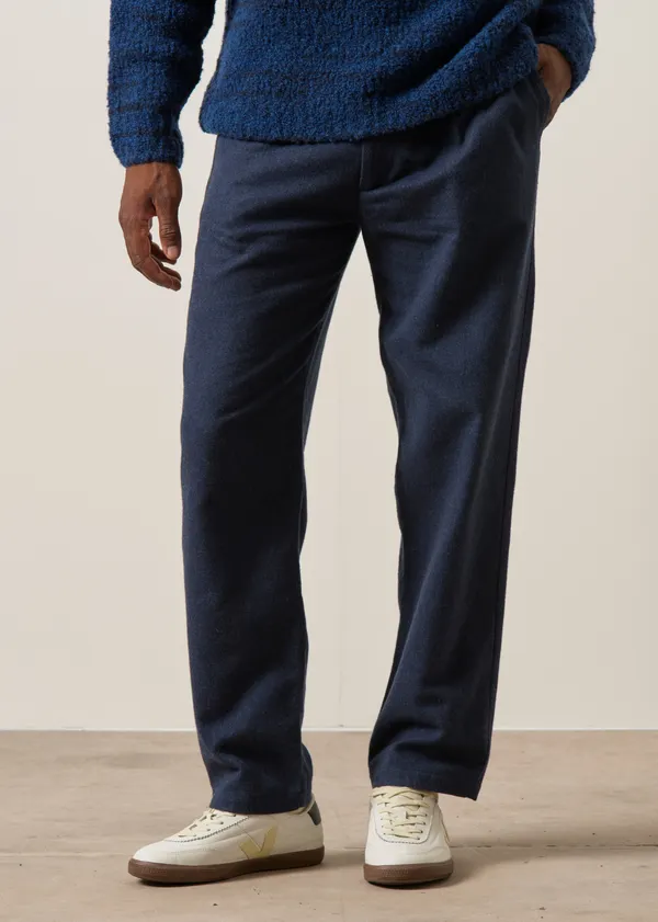 Pantalon flannelle en coton bio | bleu "Flannel everyday pant - dark blue", Rotholz