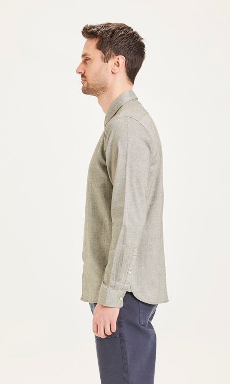 Chemise verte clair en flanelle de coton bio - larch forrest night, Knowledge Cotton Apparel, photo 4