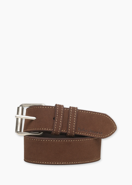 Ceinture en cuir suède tannage végétal | marron "pedersson suede belt - dark brown" - Nudie Jeans