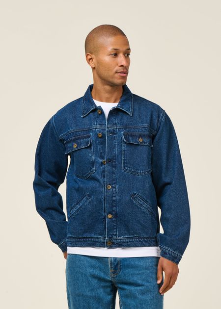 Veste denim en coton bio | bleu "jacket hekinan market plant" - Olow