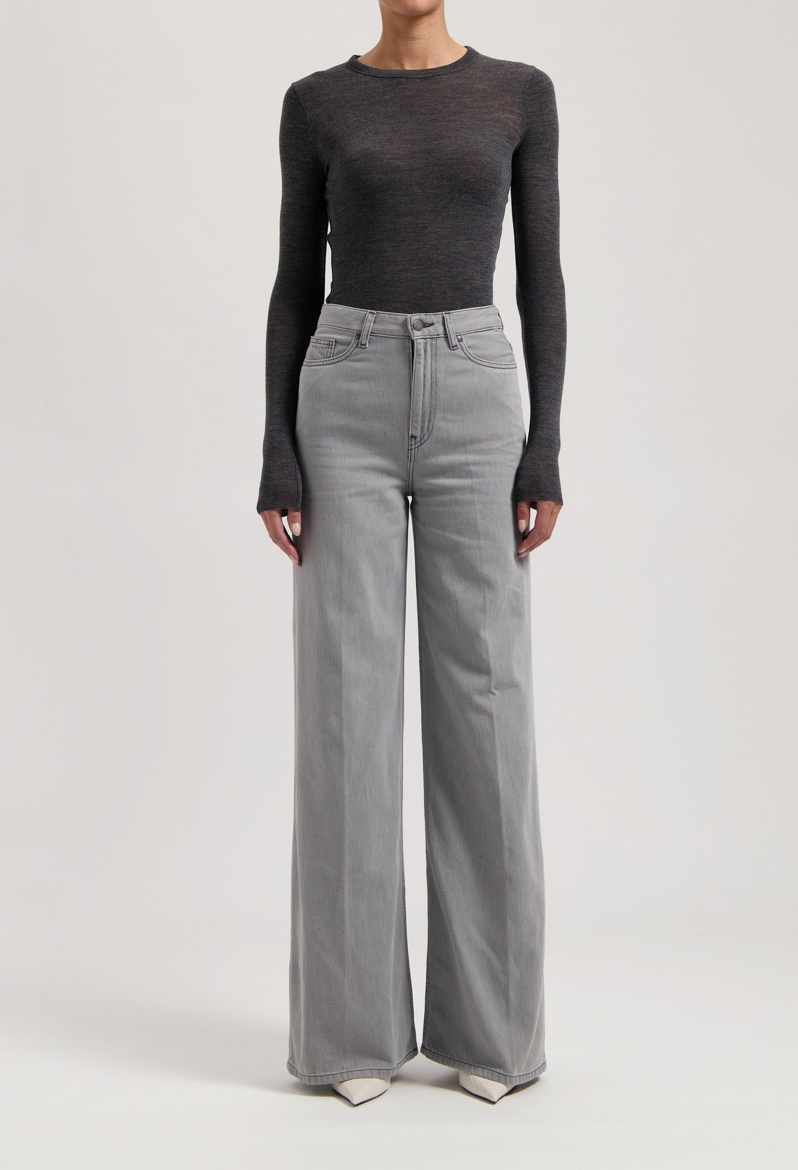 Jean ample en coton bio et recyclé | gris clair "sara high loose flow marge grey", Mud Jeans, photo 5