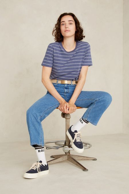 Jean droit en coton bio et recyclé | bleu "liora cropped clean holo mid vintage", Kings of Indigo, photo 5