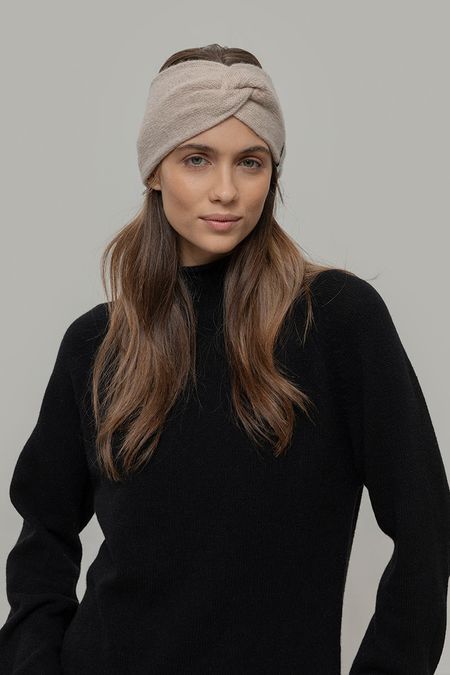 Bandeau en cachemire recyclé | beige "fascia nadia - beige" - Rifò