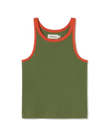 Débardeur en coton bio | vert "garden green pumpkin contrast harriet top" - Thinking Mu