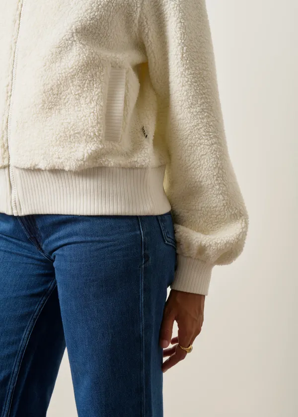 Veste polaire en coton bio et matière recyclée | beige "Studio cloud jacket creme - white", Mademoiselle Yéyé