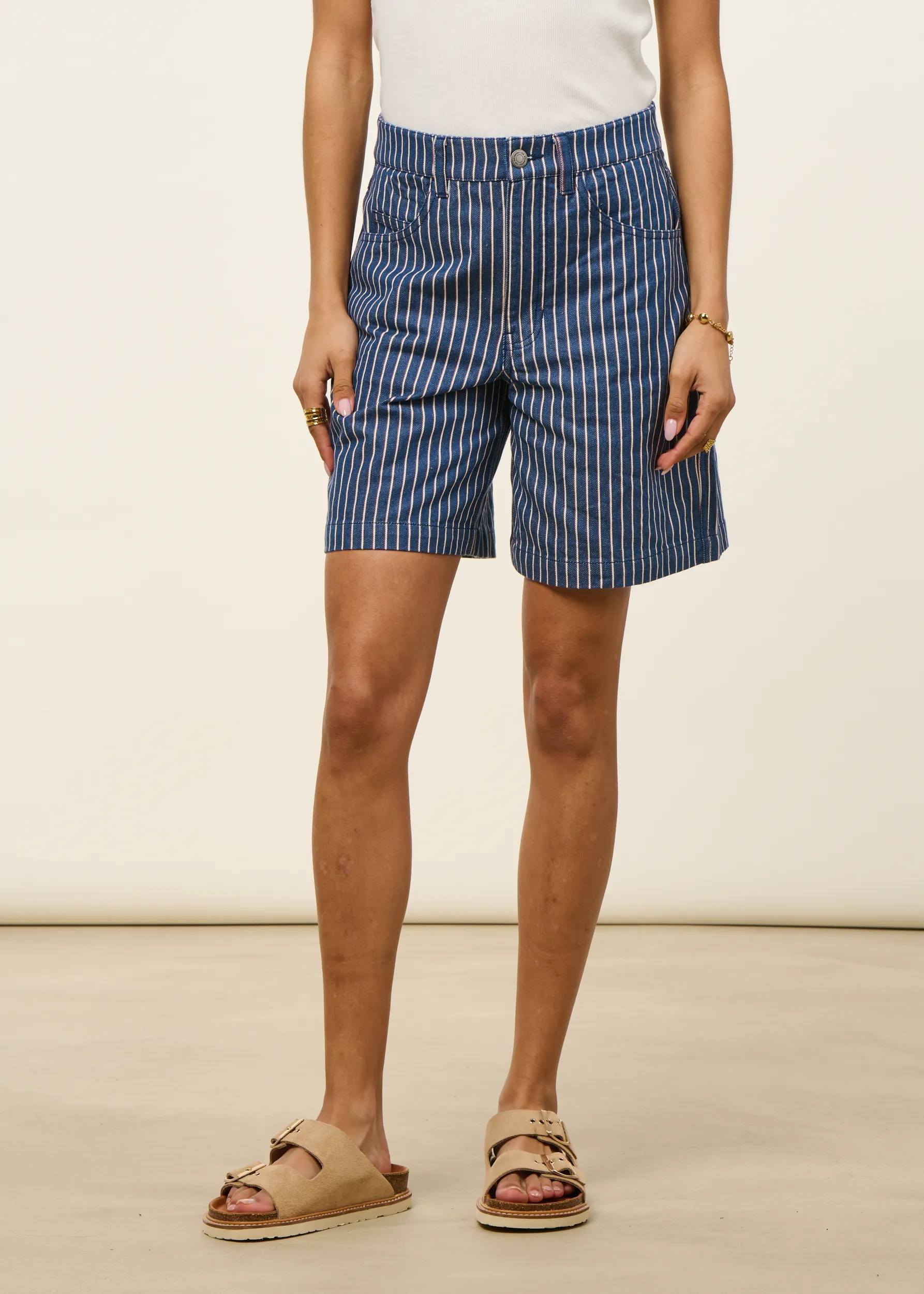 Short en coton bio | rayé "railway stripes luisa shorts", Thinking Mu, photo 3