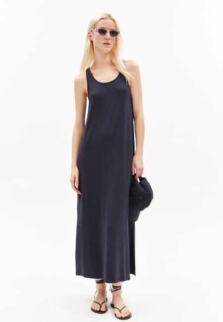 Robe longue en ecovero | bleu "nisaa litaa night sky"