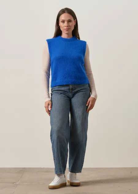 Pull sans manche en mohair certifiée | bleu électrique "Luna" , WeDressFair, photo 3