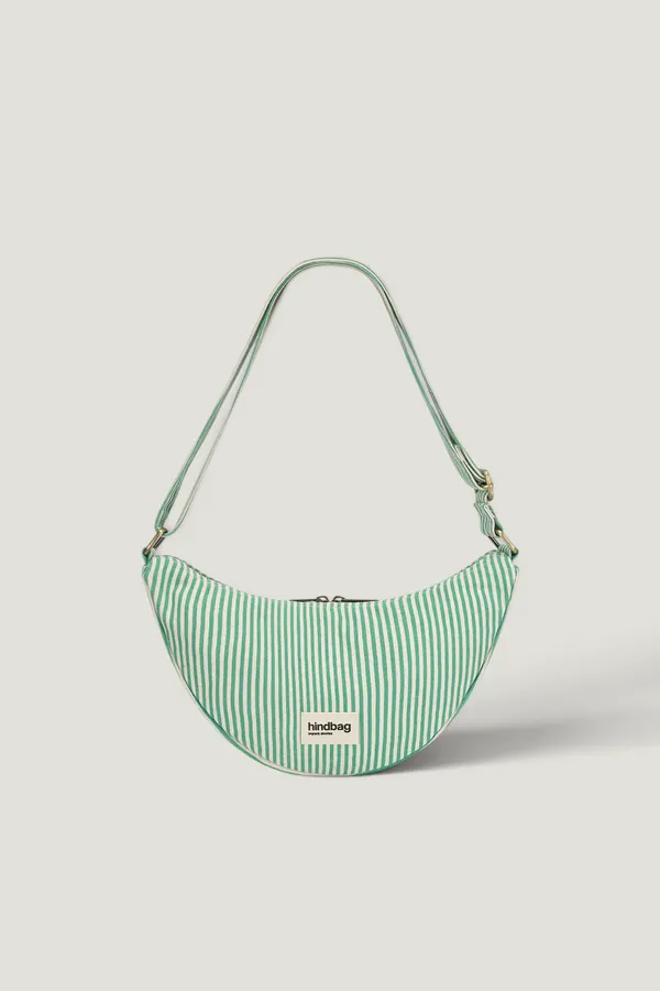 Sac bandoulière en coton bio | rayé vert "andrea rayure vert", Hindbag