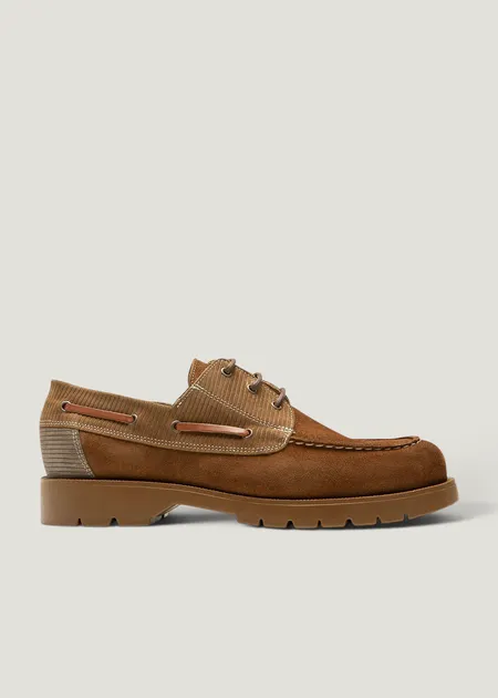 Derbies made in france en cuir de velours certifié | marron "donato cord cognac marron kaki", Kleman, photo 1
