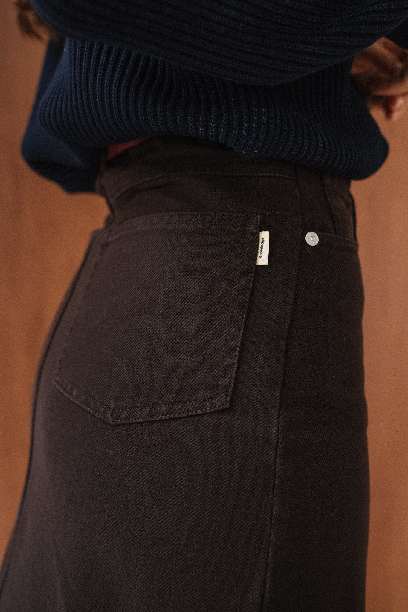 Jupe mi-longue twill en coton bio | marron "twill skirt - chocolate torte", Knowledge Cotton Apparel, photo 6