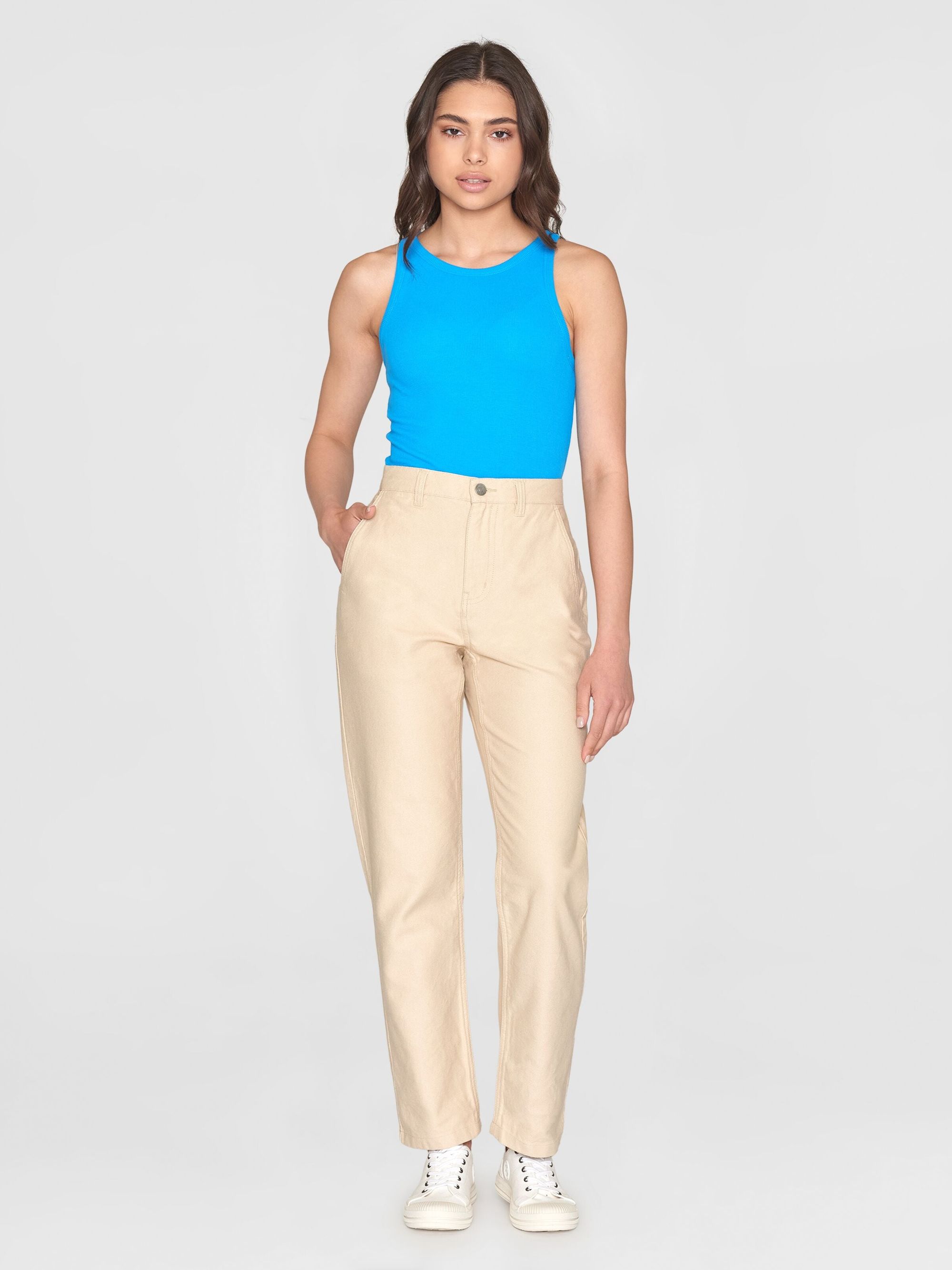 Débardeur côtelé en coton bio | bleu "racer rib top malibu blue", Knowledge Cotton Apparel, photo 4