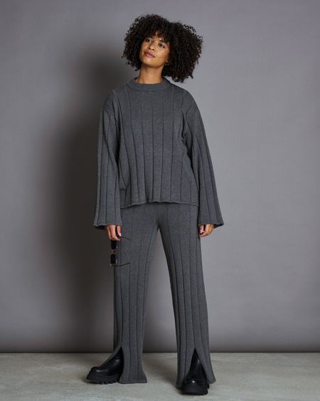 Pull ample en maille de coton bio | gris foncé "tica dark grey"