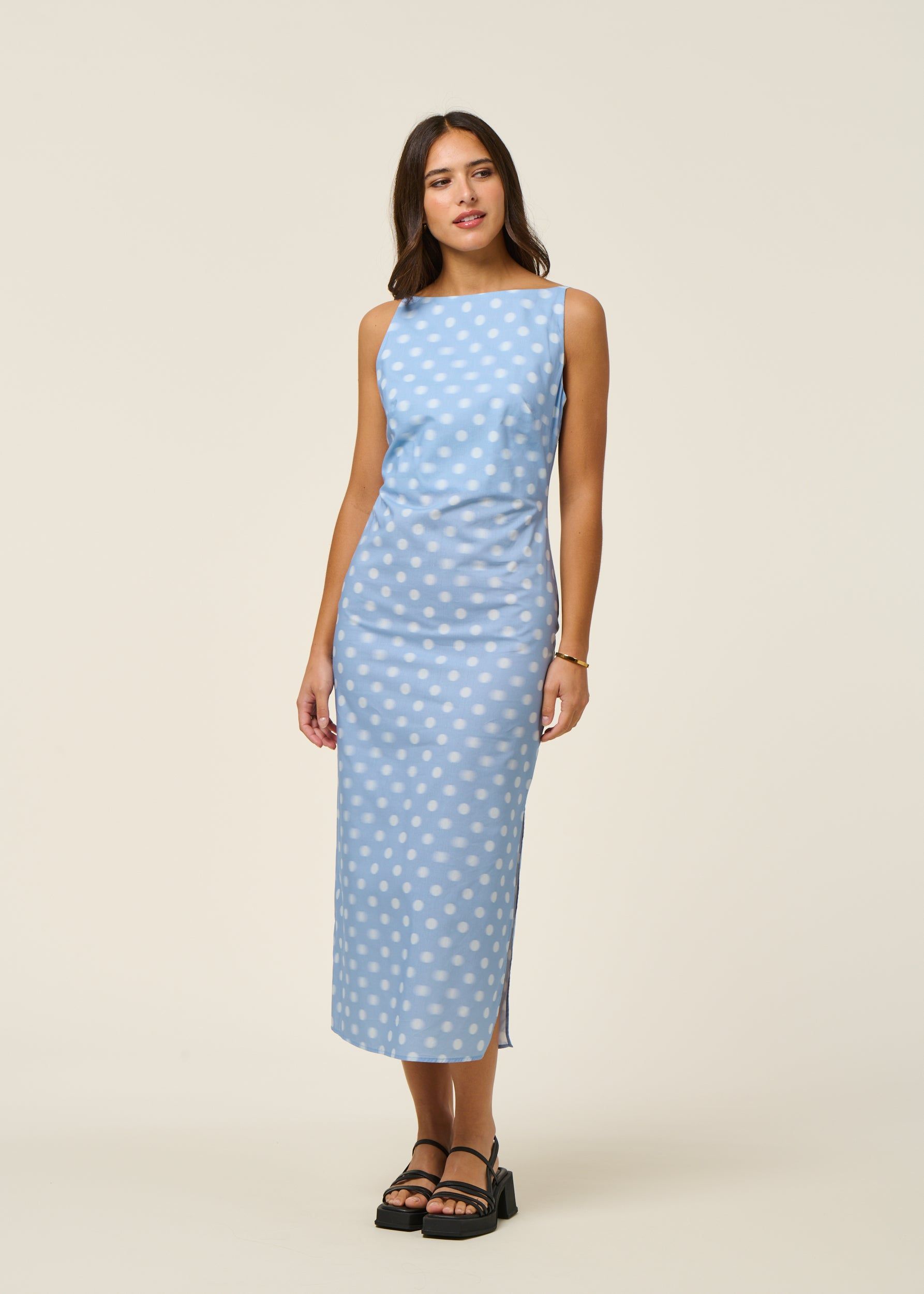 Robe en coton bio et lyocell | bleu ciel "puntets blue sunniva dress - blue", Thinking Mu, photo 5