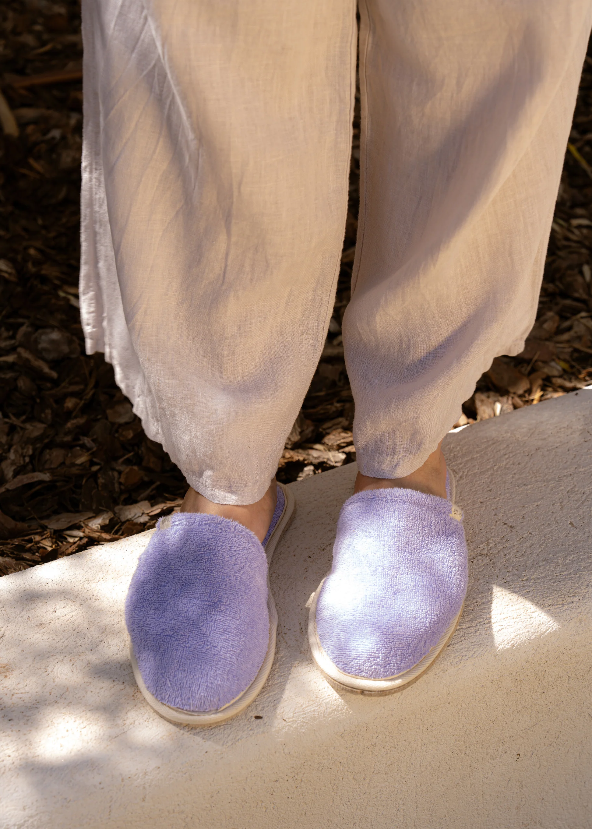 Chaussons en éponge et laine recyclée | violet "simone éponge lilas", Caussun, photo 2