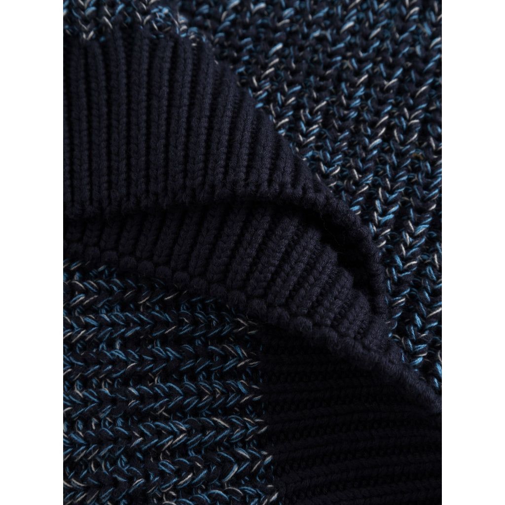 Pull en maille de coton bio | mélange de bleu "multicolored crew neck blue aop", Knowledge Cotton Apparel, photo 4