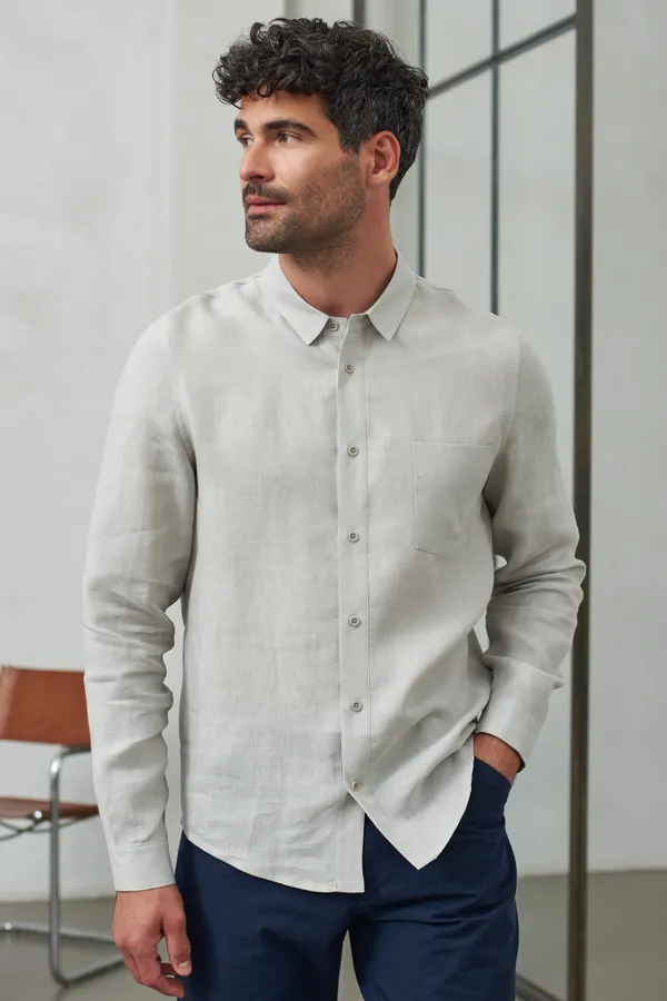 Chemise en lin | gris "simon reed pure linen", About Companions