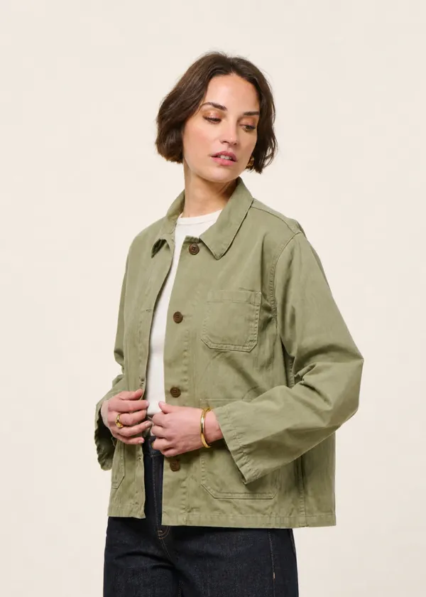 Veste légère en coton bio | vert "lovis herringbone jacket - pale green", Nudie Jeans