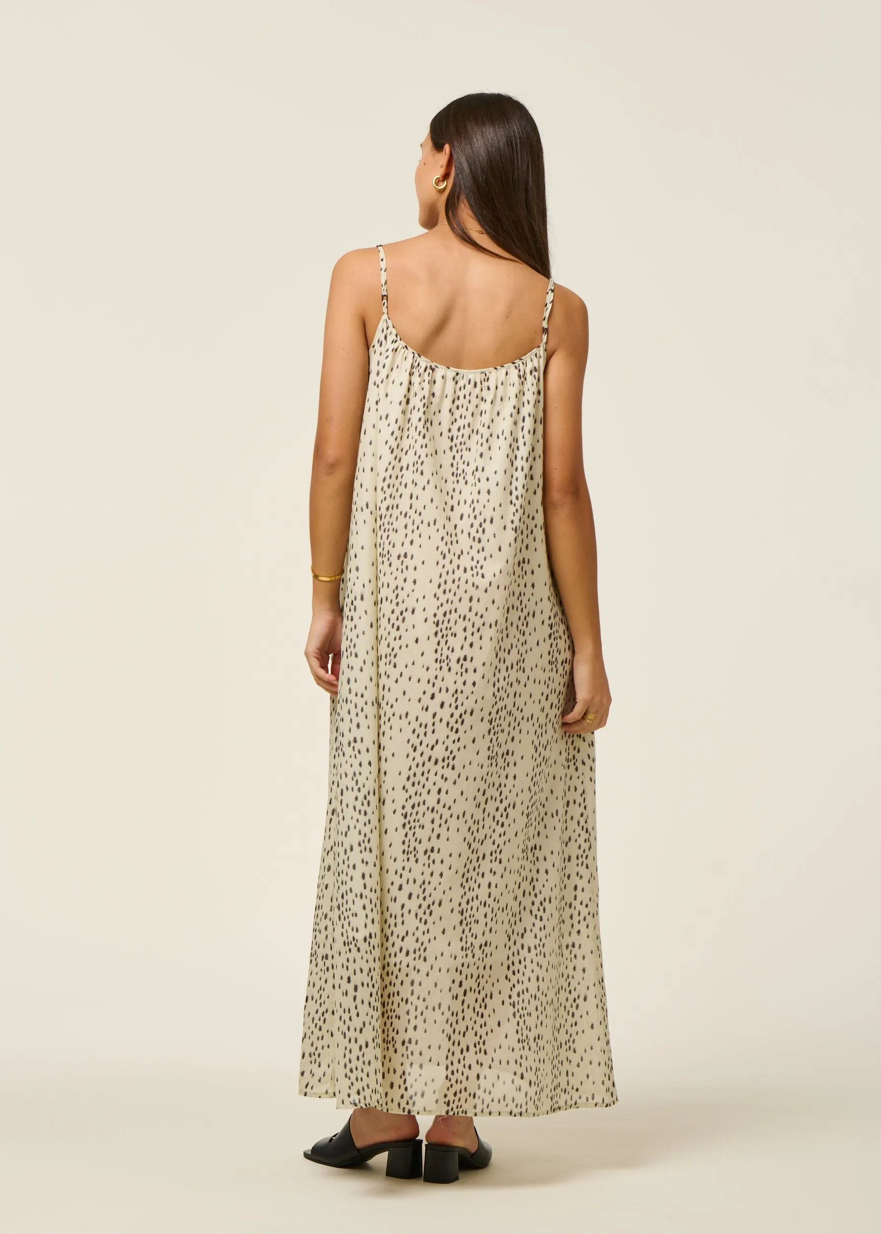 Robe longue ample en coton bio | écru "tova - dalmatian dots", Jan'n June, photo 6