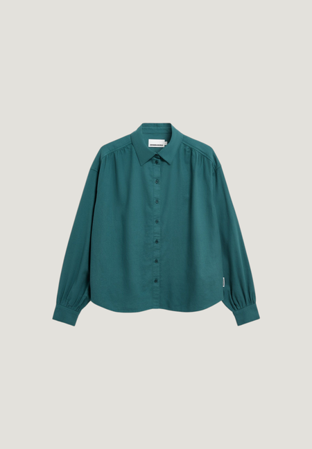 Chemise ample en coton bio | bleu vert "Efinaraa flanell blouse - petrol velvet", Armedangels, photo 5
