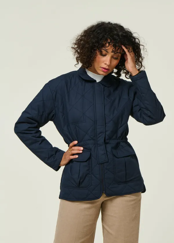 Veste matelassée en coton bio et matière recyclée | marine "padded overshirt - night sky', Knowledge Cotton Apparel