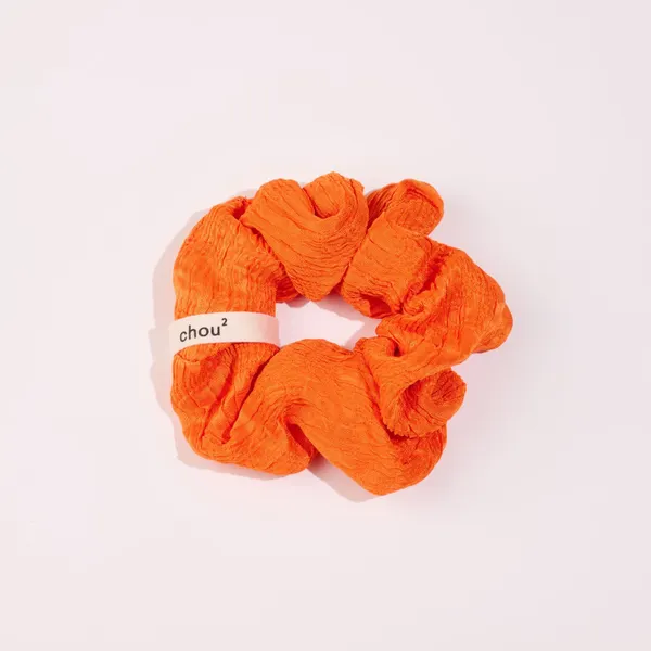 Chouchou en matière upcyclée | orange "jacquard cloqué orange - grand", Chou²
