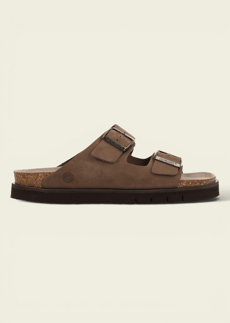Sandales en cuir suède certifié | tan "hawaii nubuck tan" - Genuins