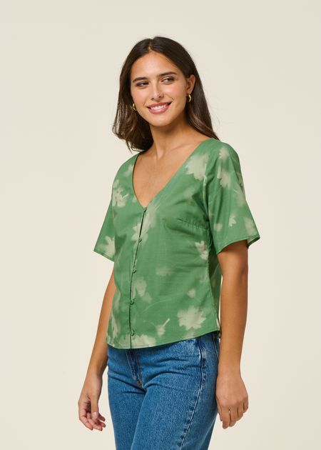 Blouse en coton bio et lyocell | vert "tipia leia - green" - Thinking Mu