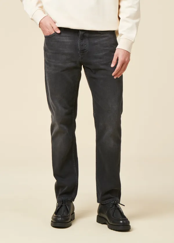 Jean fuselé en coton biologique | noir "steady eddie ii black change", Nudie Jeans
