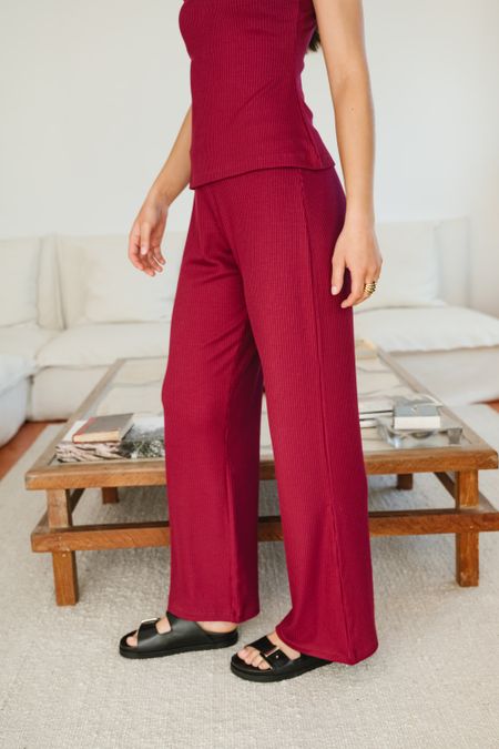 Pantalon fluide en Tencel côtelé taille élastiquée "Tania" | framboise - WeDressFair
