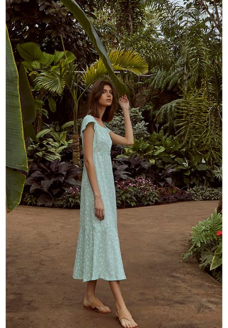 Robe longue vert menthe fleurie en tencel - pippa