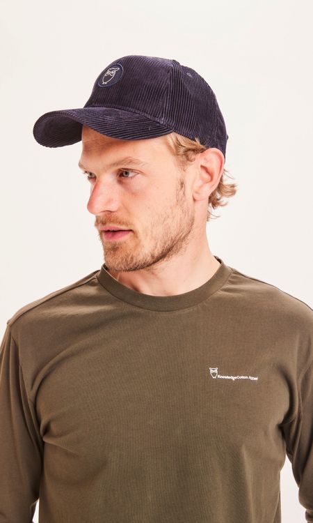 Casquette bleue en velours de coton bio - dark denim