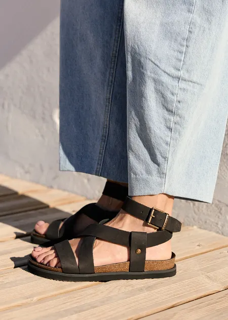Sandales en cuir certifié | noir "zaha nubuck black", Genuins, photo 5