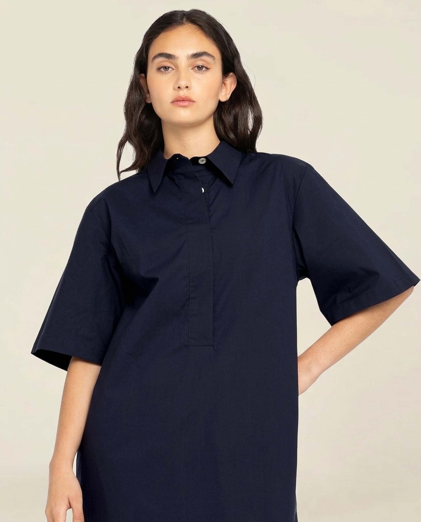 Langes Kleid aus Bio-Baumwolle | Marineblau "medes - navy", Loreak Mendian, Foto 2