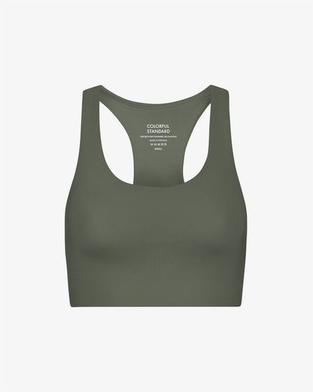 Brassière en matière recyclée | dusty olive "active cropped bra dusty olive" - Colorful Standard