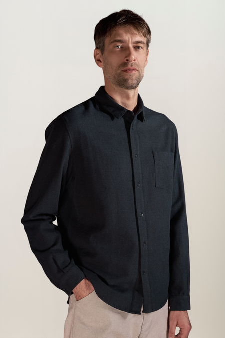 Chemise flanelle en coton bio | marine "Simon eco flannel cold navy", About Companions