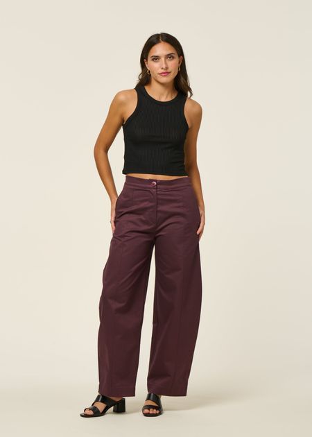 Pantalon ballon en coton bio | bordeaux "yauri - cherry lacquer