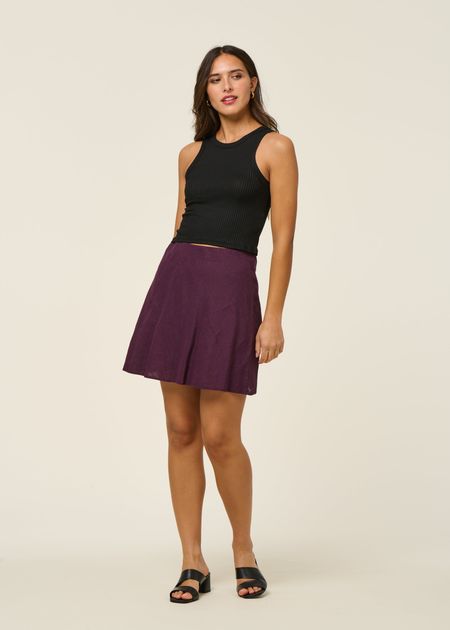 Jupe en lin | bordeaux "cercis - cherry lacquer" - Jan'n June