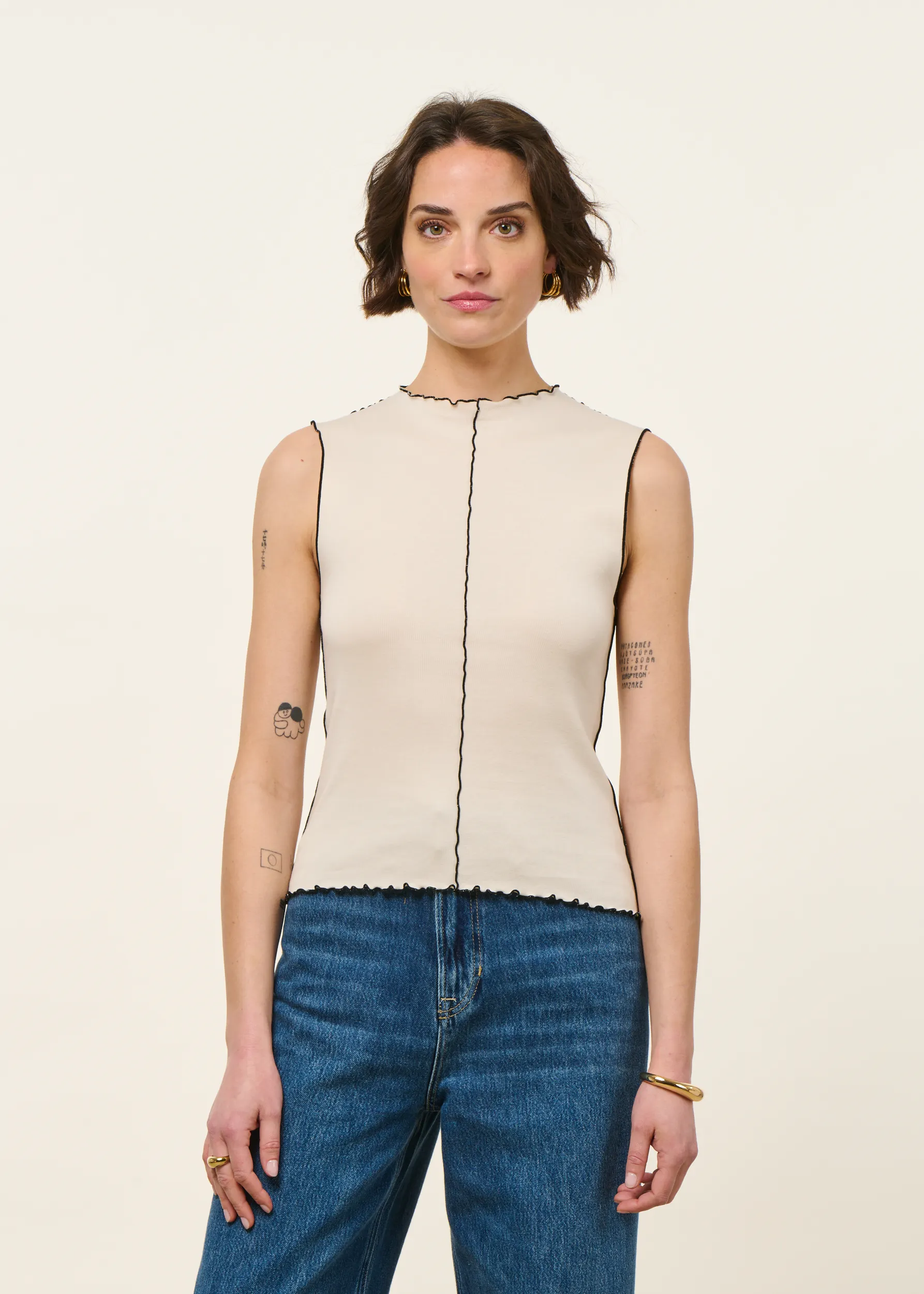 Top en coton bio | écru "Pin-tucked top organic cotton - nature white", Rotholz, photo 1