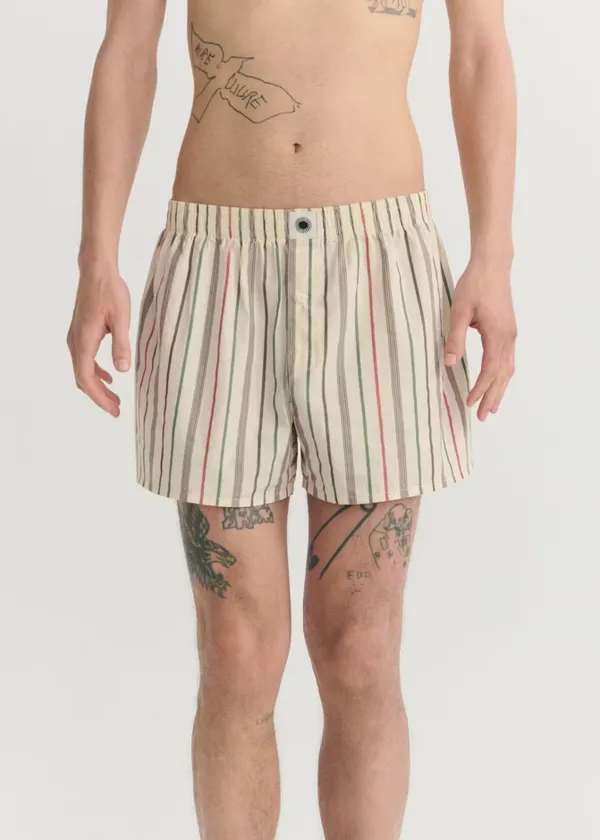 Caleçon en coton biologique | rayé "Ecru steffi stripes boxer", Thinking Mu