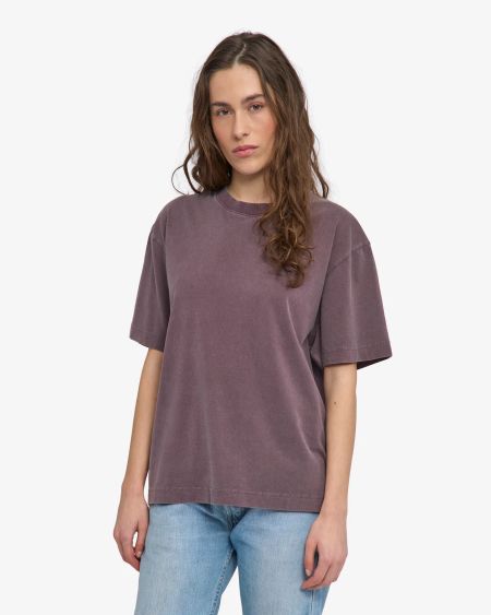 T-shirt en coton bio | violet "Organic boxy crop tee - faded grape" - Colorful Standard
