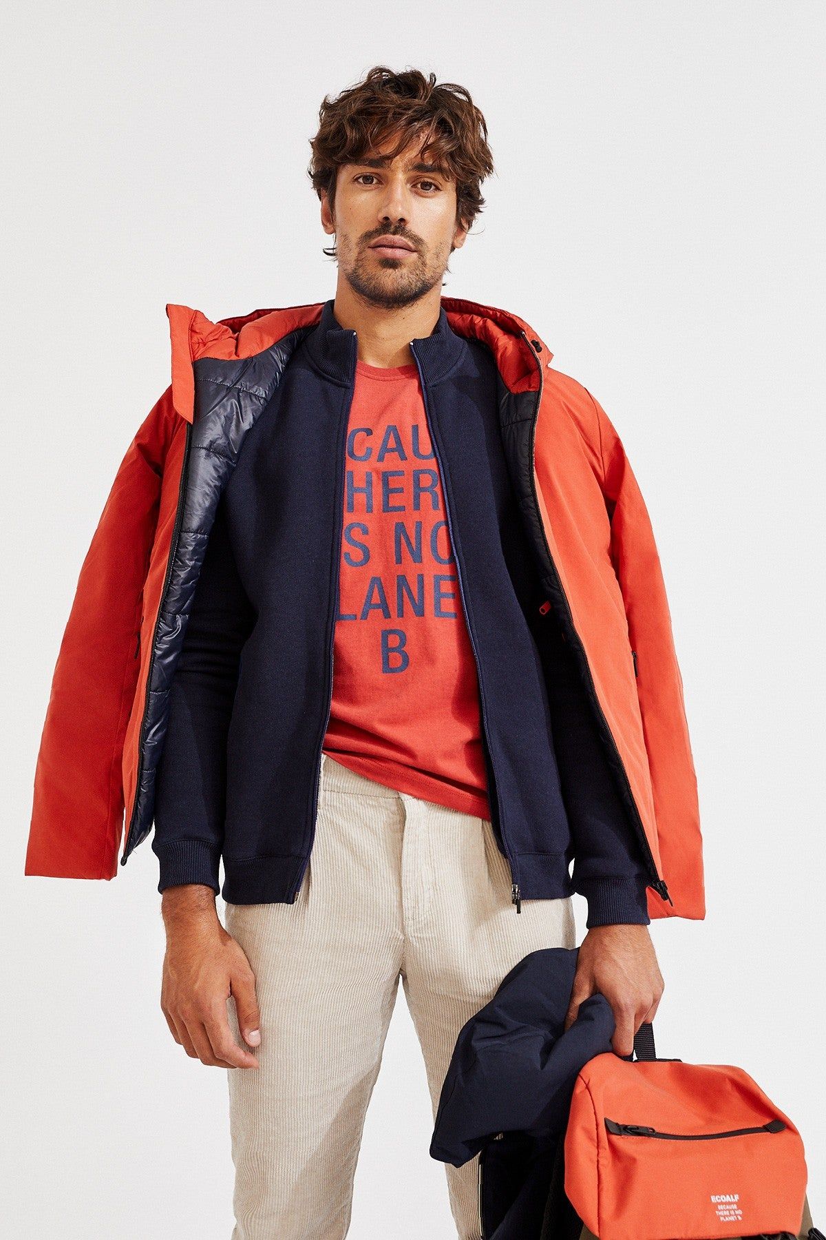 Veste imperméable orange - berna sweat tech jacket, Ecoalf, photo 4