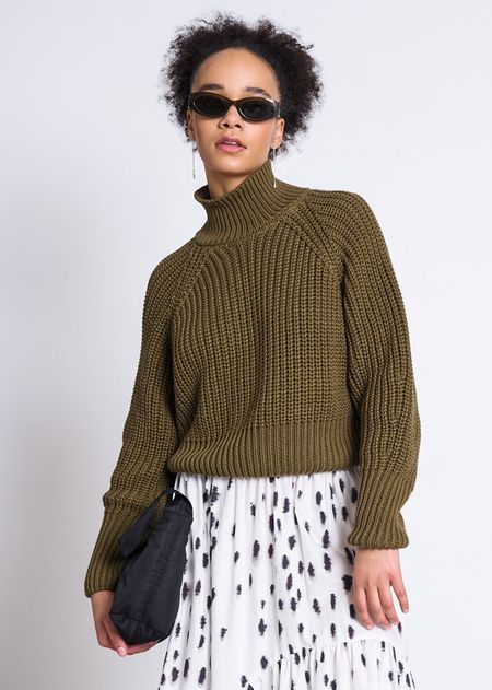 Pull maille en coton bio | vert "Ola - woody-olive", Jan'n June