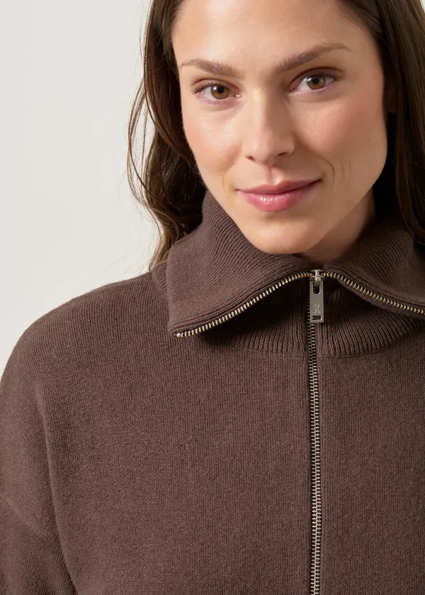 Veste en matières biologiques et recyclées | marron "cotton-wool knit jacket - claystone", Armedangels