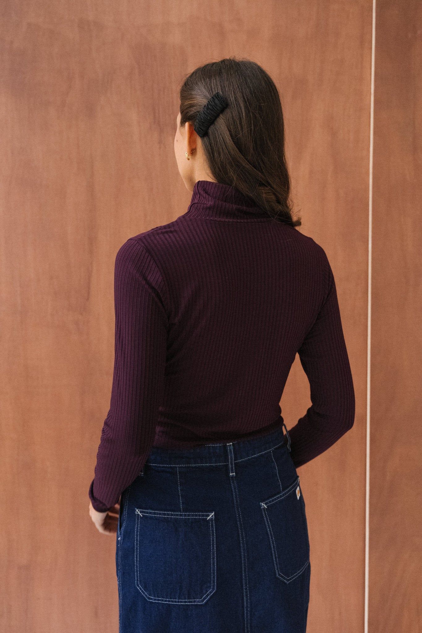 T-shirt manches longues col roulé en tencel | aubergine "mio - cherry lacquer", Jan'n June, photo 4